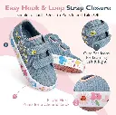 Toddler Non-Slip Tennis Shoes, Denim Flowers_waddlewonder_3.webp