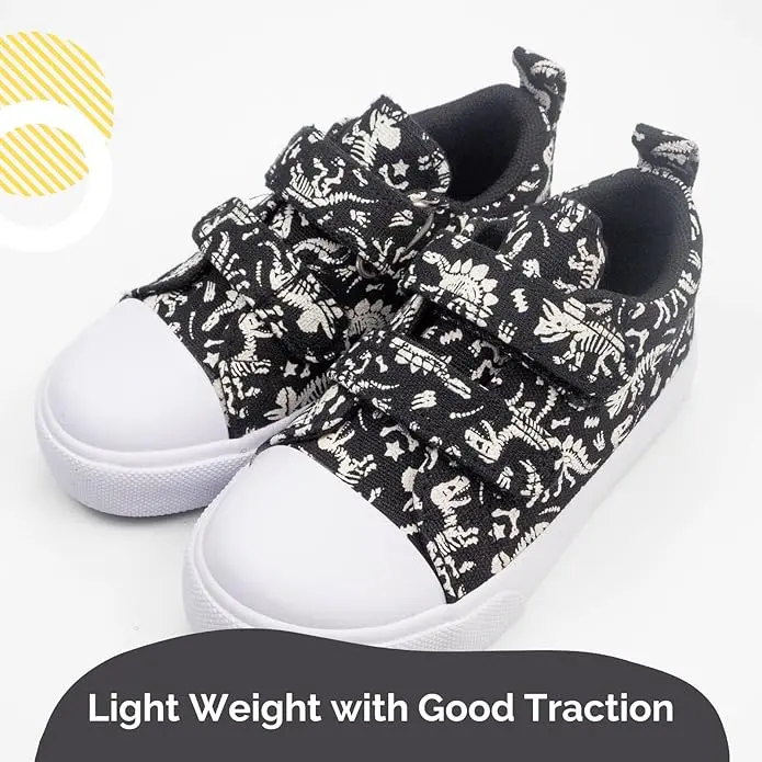 Hook and Loop Tennis Shoes, Dinosaur Print_waddlewonder_2.webp